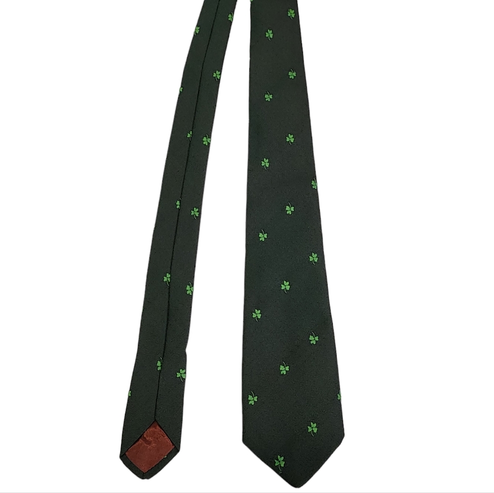 Vintage Millars Shamrock Green Tie Pre Owned Condition - Picture 6 of 6